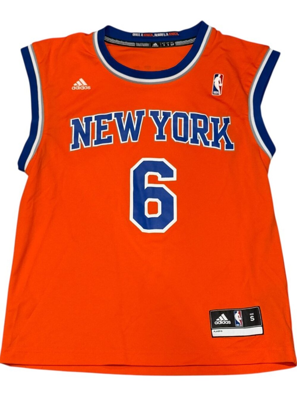 New York Knicks Kristaps Porzingis Orange Adidas Jersey – Sz S